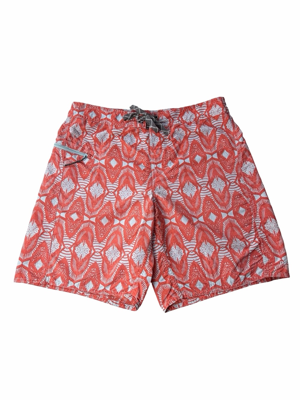 PATAGONIA Coral Geometric Board Shorts | Sustainable Swim Trunks | Quick-Dry 32